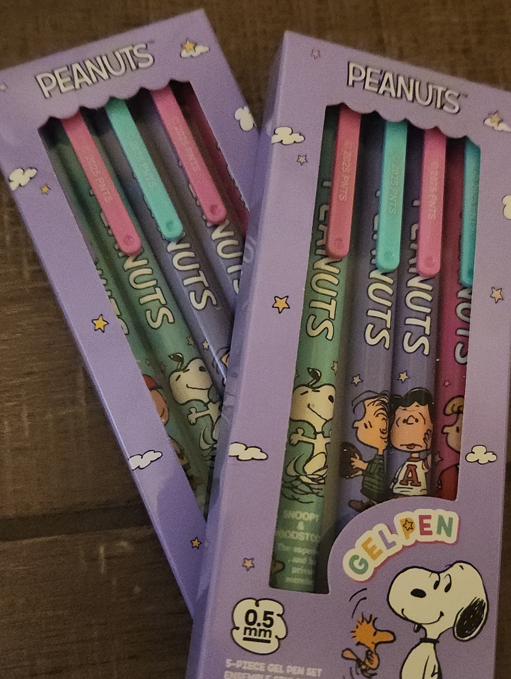 2pks💛 Peanuts Gel Pen Set in Purple, Teal & Pink